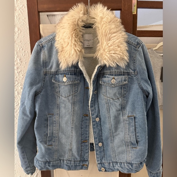 Angel Kiss Blue Denim Jacket w/Fur Collar with Sherpa lining! High end from LA! - Picture 1 of 2